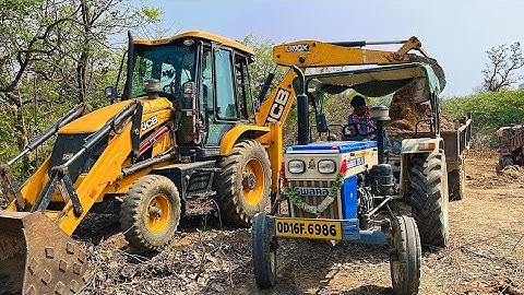 Jcb 3dx Eco Excellence Loading Mud In Mahindra 415 DI Tractor With Swaraj 735 FE Tractor | Jcb Video
