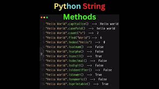 Do u know these Python String methods #python #pythonprogramming #pythontutorial #python3 #python编程