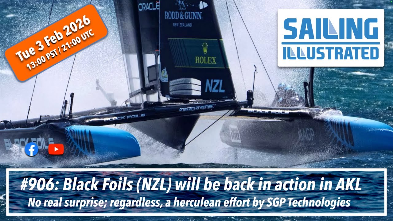 ⁣SI #906 — Black Foils (NZL) F50 will be repaired in time; BZ to Sail GP Technologies