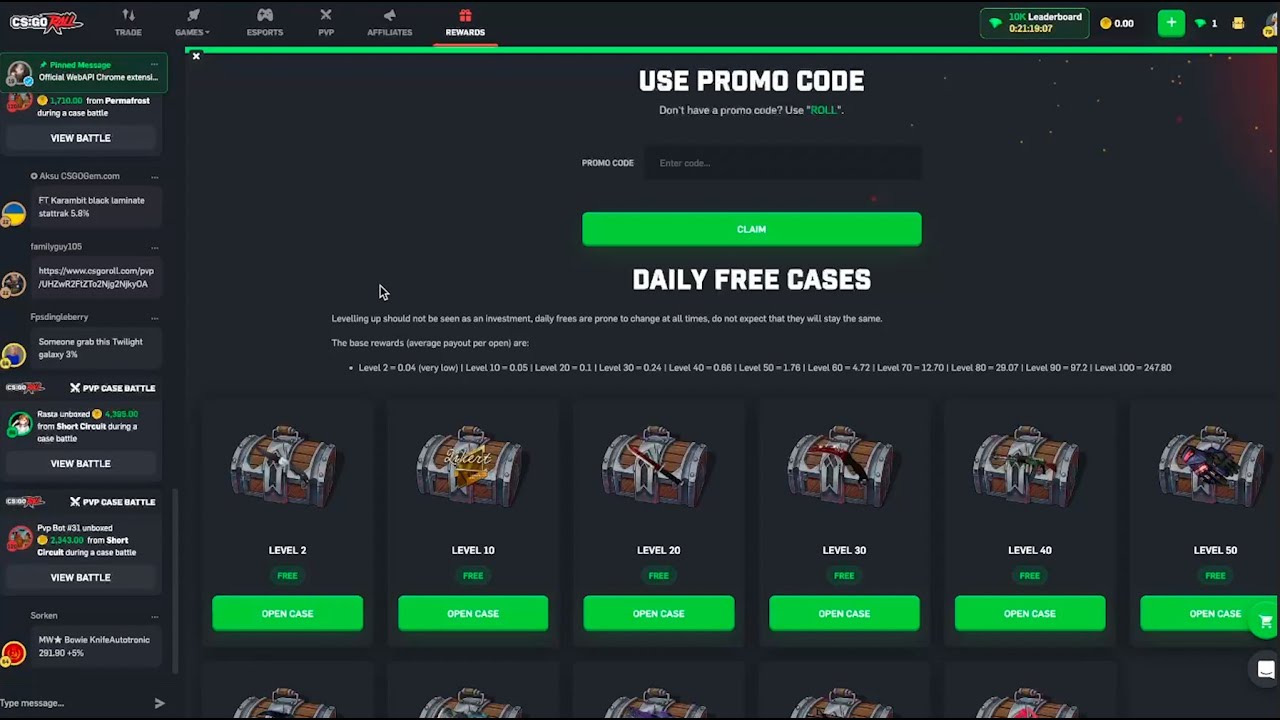 How much can I make from a WEEK of csgoroll daily cases?? (insane pulls)