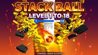 STACK BALL Levels 1 - 18 Full Run (Fireball Mode!) screenshot 2