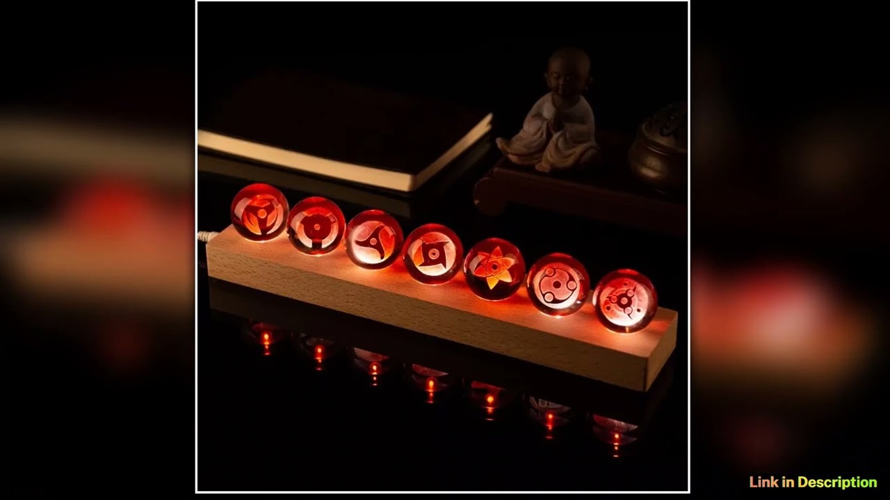 Glass Creative Luminous Figurines Transparent Red Crystal Ball Desktop Figurines Solid Wood Base Mo