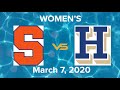 Game of the Week - 2020 Women's Season - Syracuse University vs Hamilton College
