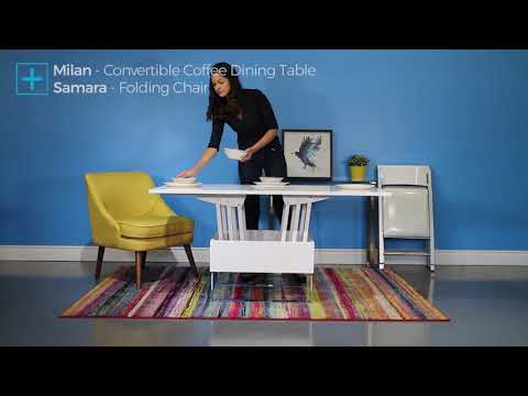 Milan Convertible Coffee Dining Table & Samara Folding Chair • Small ... Milan Convertible Coffee Dining Table & Samara Folding Chair • Small ...