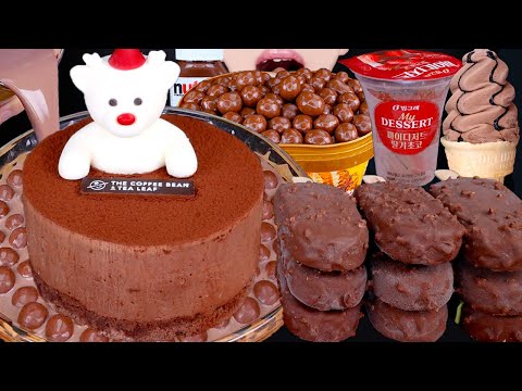 ASMR CHRISTMAS CAKE MALTESERS CHOCOLATE ICE CREAM DESSERT MUKBANG 초콜릿 먹방 チョコレート 咀嚼音 EATING SOUNDS 