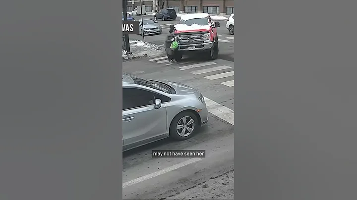Video shows woman hit by snow-covered truck twice in crosswalk