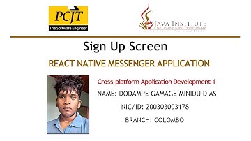 Sign Up Screen - React Native Messenger Application - Cross-platform Application Development 1