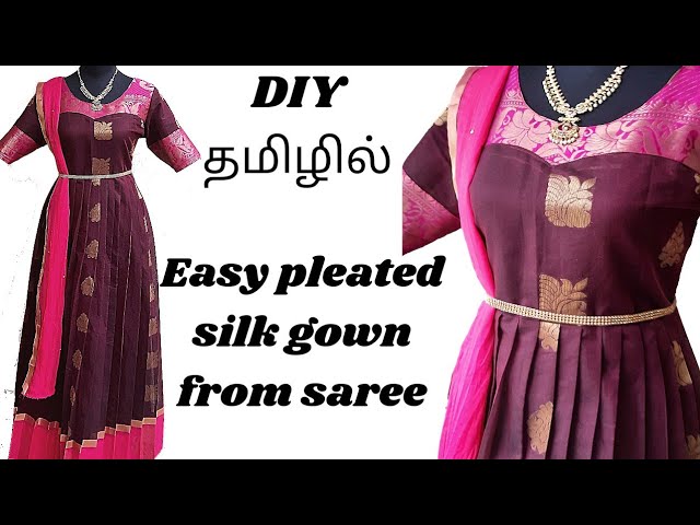 Box pleated gown cutting and stitching || Designer gown cutting and  stitching - YouTube