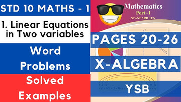 Solved Examples from Practice Set 1.5 Linear Equations in Two Variables | SSC Class 10 Algebra