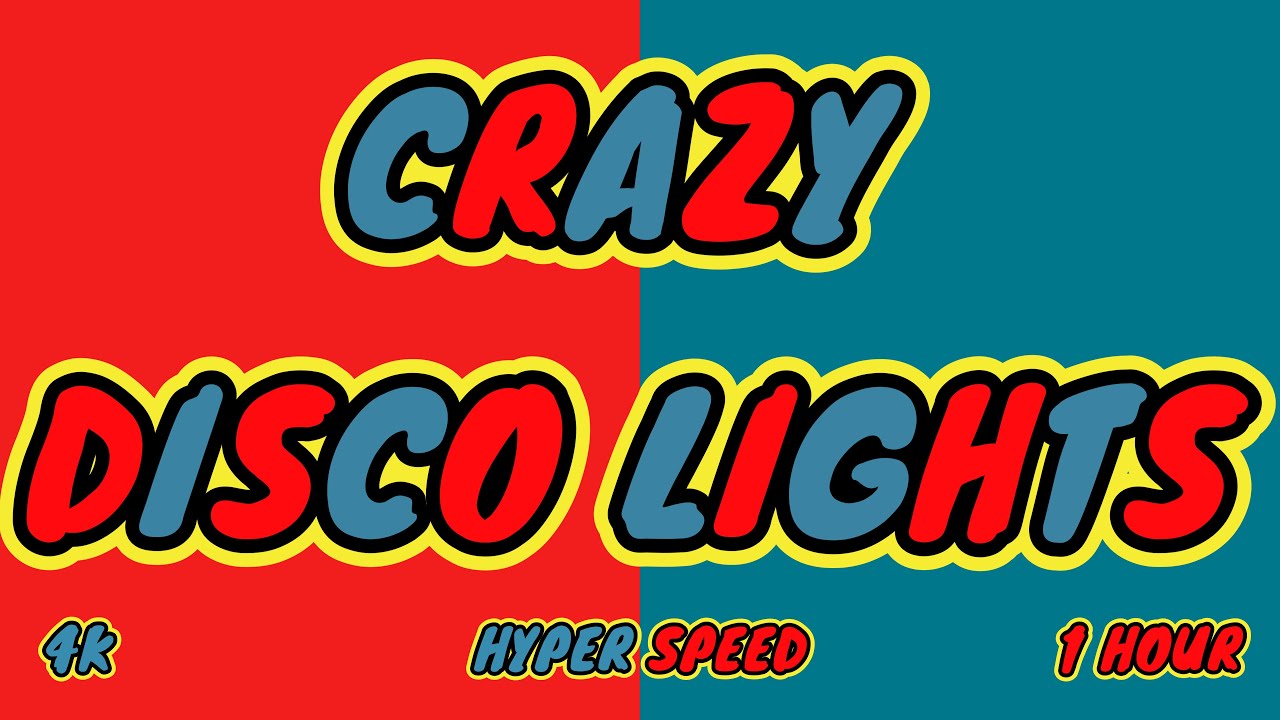 Crazy Disco Lights  Red & Dark Turquoise Colors- Hyper Speed- 1 Hour 4K.
