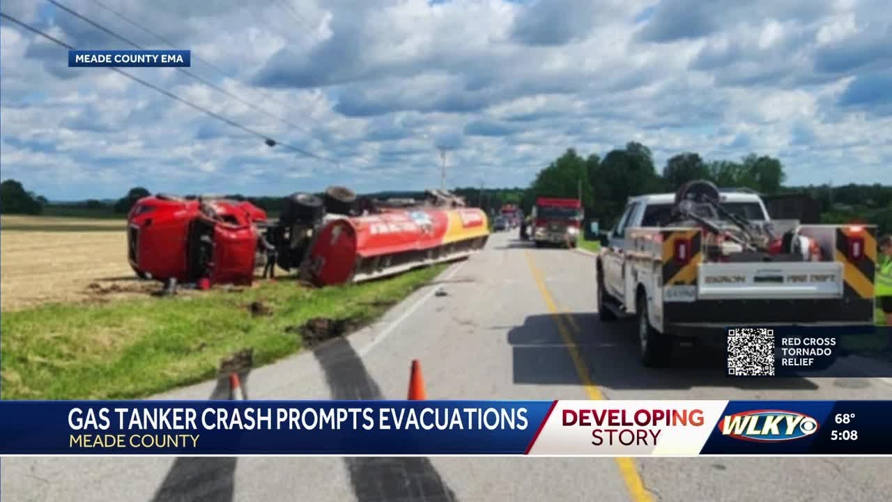 Evacuation order in Meade County after gasoline tanker flips, leaks ...
