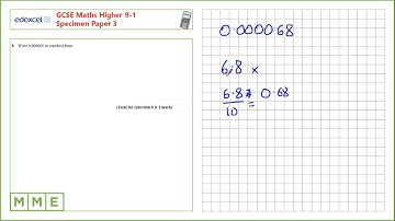 GCSE Maths EDEXCEL Higher Specimen     Paper 3   Q8 Standard form