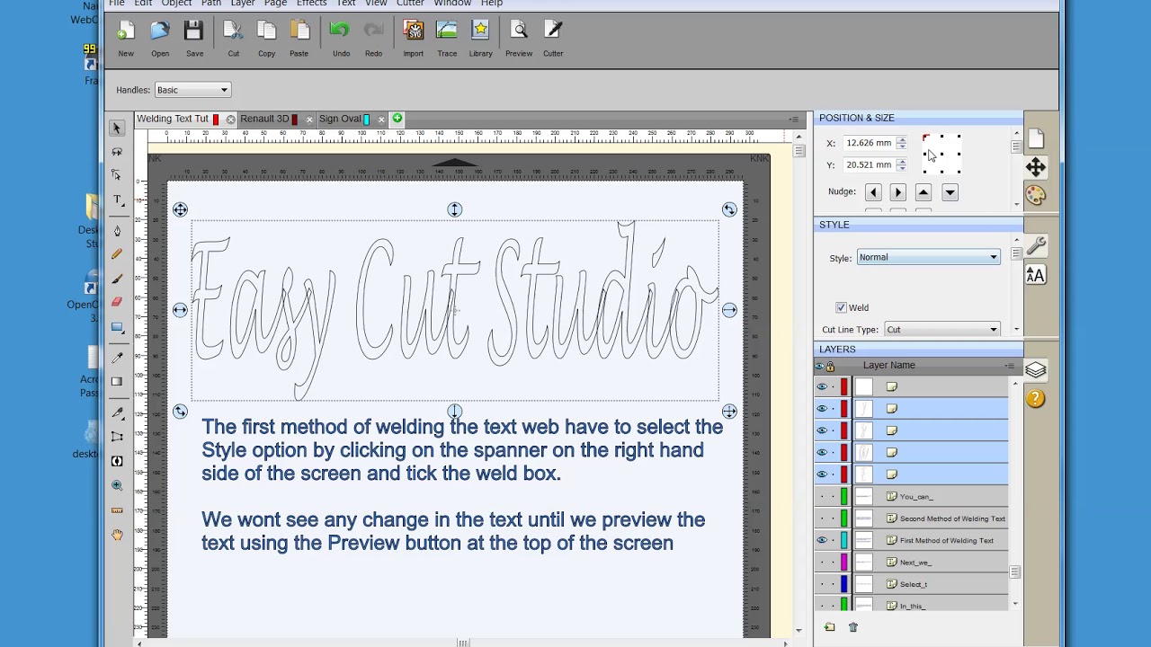 How to weld text in easycutstudio YouTube