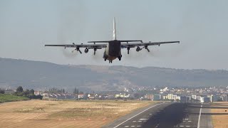 Lockheed C130 Hercules Smoky Landing At Lisbon Airport