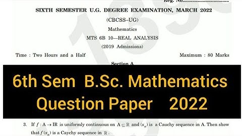 REAL ANALYSIS        |      6th Sem   B.Sc. Mathematics   Question Paper 2022 #calicut