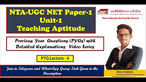 lec 6|NTA-UGC NET Paper 1|Teaching Aptitude |Previous question Explanation Video series