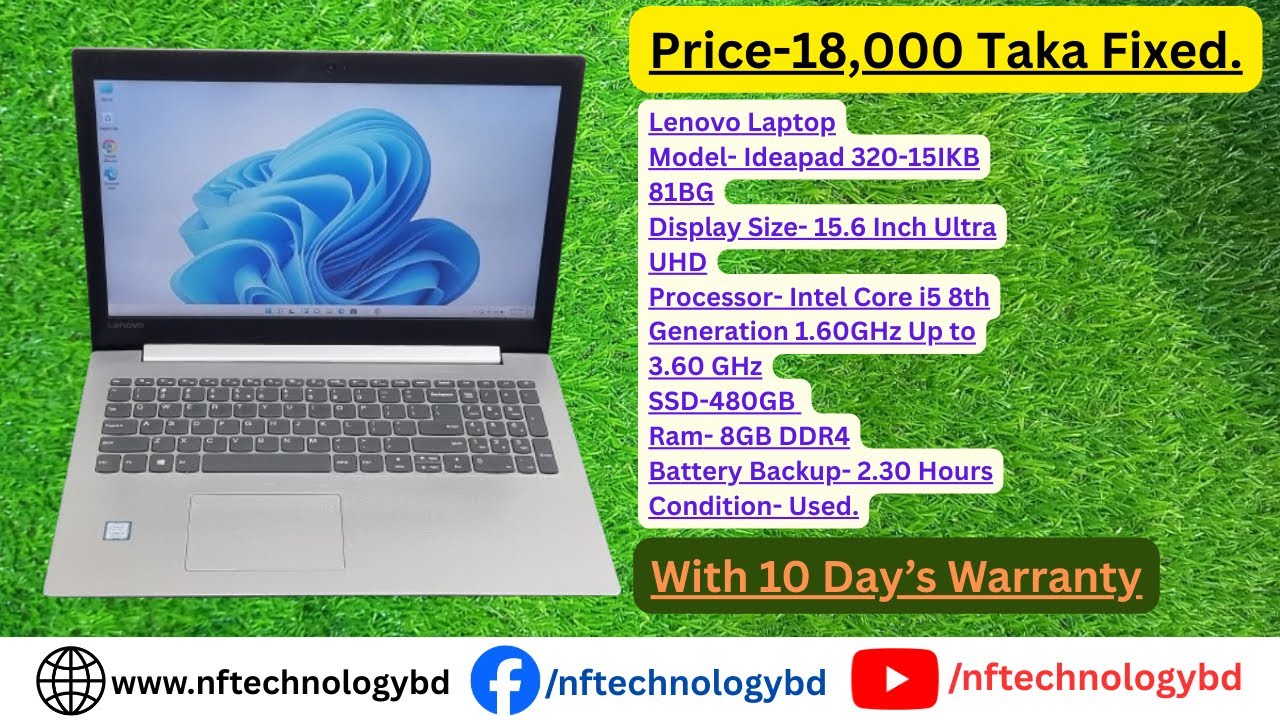 Lenovo Core i5 8th Gen-Used Laptop-480GB SSD-8GB Ram