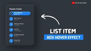 CSS List Item Box Hover Effects | List Item Card Design in HTML and CSS | Source coder 2022 #html