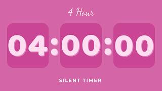 💗 4 Hour Silent Timer | Cute Ending Alarm | Pastel Pink Aesthetic | Study & Focus