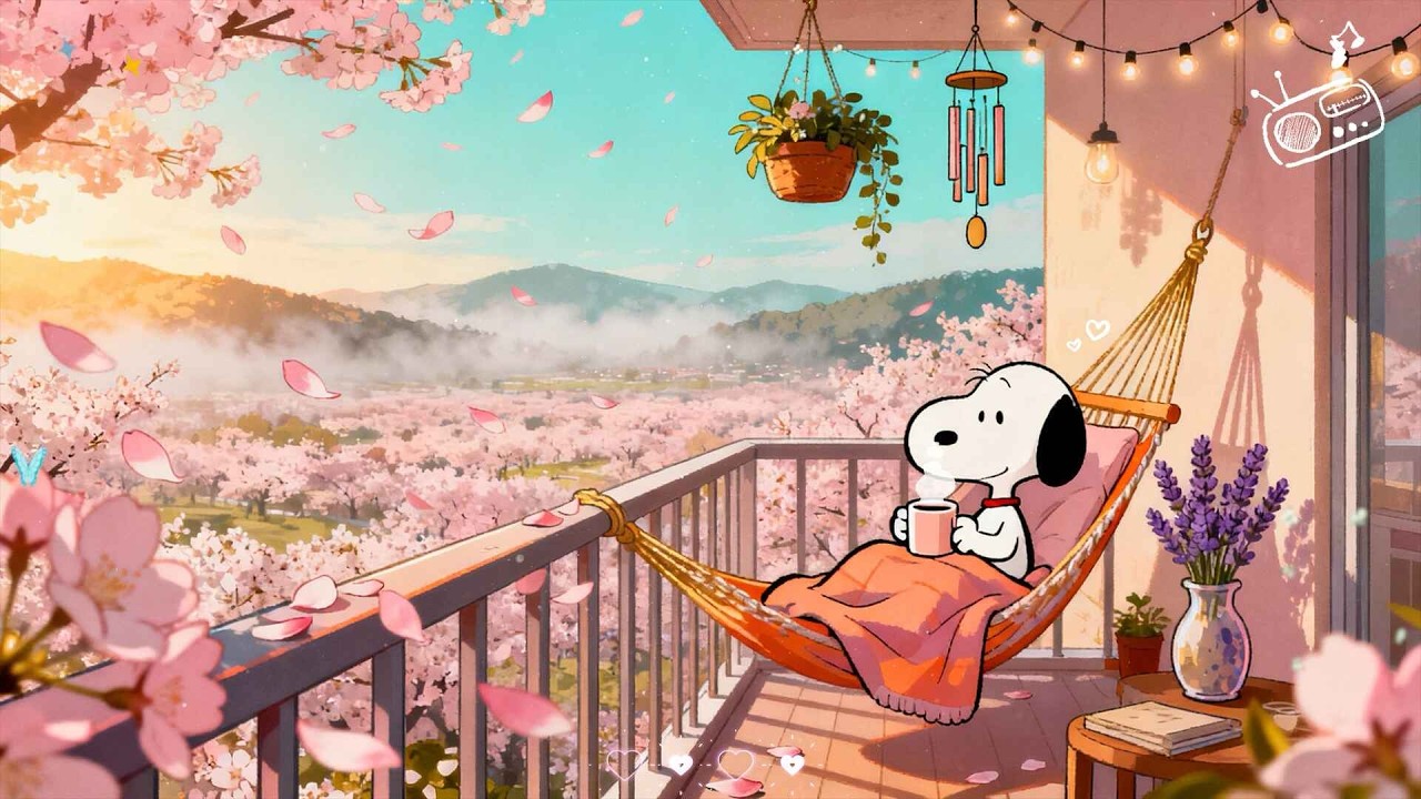 🌸 Snoopy’s Peaceful Spring Escape ☕ Gentle Lo-Fi Beats to Relax & Unwind
