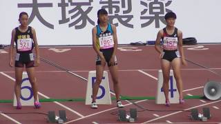 女子100ｍH決勝、中里百葉選手が13.65で優勝。全中陸上2019大阪。