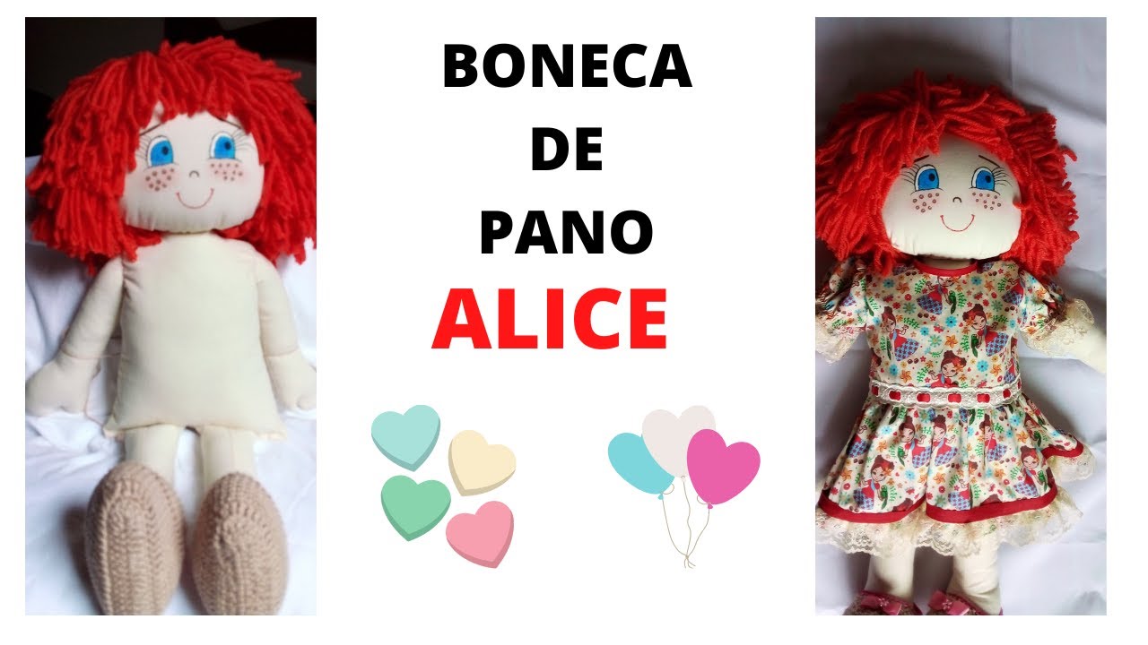 Boneca de pano grande passo a passo (Alice).