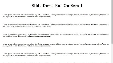 How to make Html,Css and Javascript Slide Down a Bar on Scroll