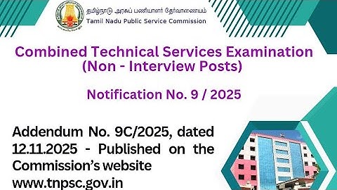 |Combined Technical Services Examination 2025-26 (Non - Interview Posts) Addendum |