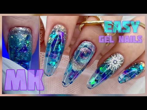 WOW!!! 🔥Gel Nails / Зимний маникюр Аквадизайн / Наращивание на Верхние формы