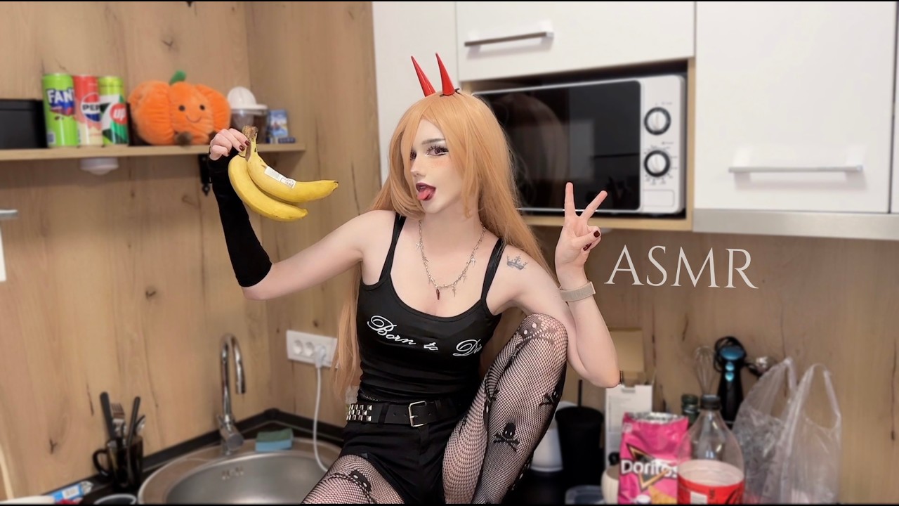 Demon Power Trying Human Food ASMR (funny & chaotic)