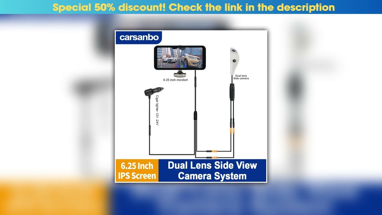First Look Carsanbo 6.25Inch Blind Spot Alarm System Car Touch Split Screen Monitor Display AHD 108