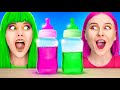 PINK VS GREEN MUKBANG! || Funny One Color Food Challenges by 123 Go! GOLD