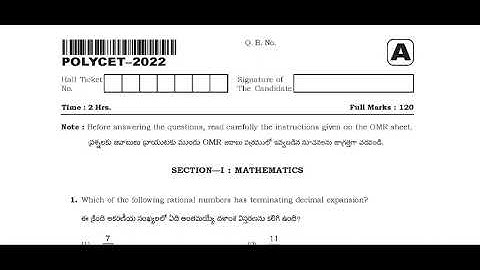 AP POLYCET 2023 Question Papers || Download Previous Years Question Paper with Answer Key