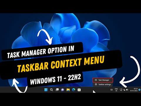 Enable Task Manager Option in Taskbar menu on Windows 11 22H2 Moment One Update