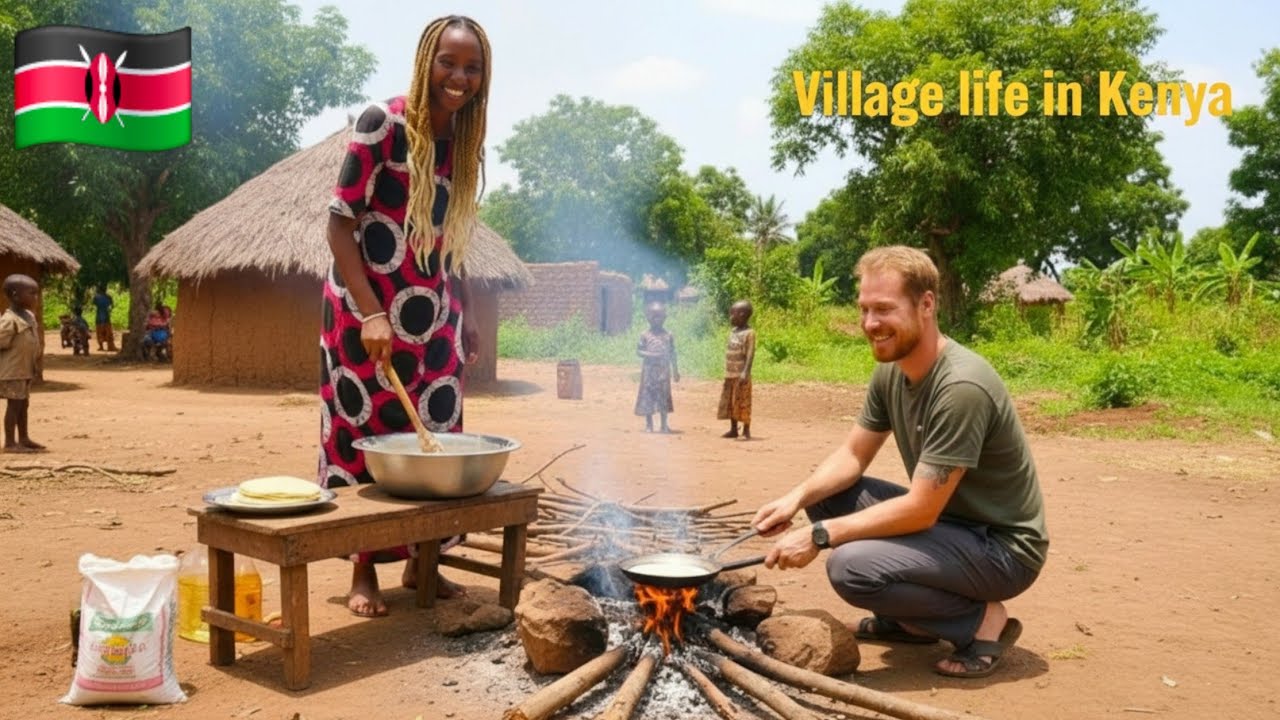 “German Tries Cooking Pancakes on Firewood in an African Village for the First Time! 🇩🇪🔥🇰🇪”