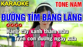✔ĐƯỜNG TÍM BẰNG LĂNG Karaoke Tone Nam - Tình Trần Organ