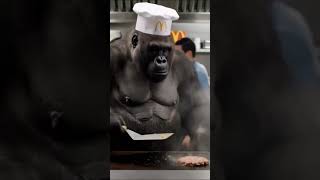 Funny Gorilla Tried To Flip The Burger But Fails