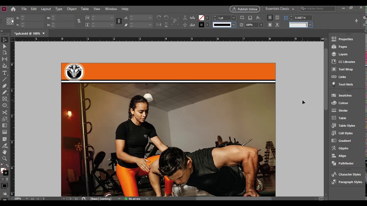 How to design a poster for a body building Centre in Adobe InDesign | InDesign CC Tutorial