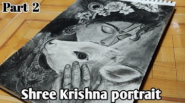 Shree Krishna Portrait Drawing Part-2 | Charcoal Art #satyart