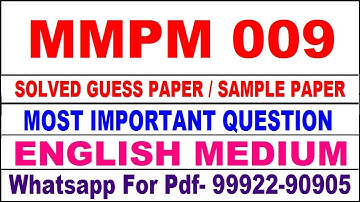 mmpm 9 important questions | mmpm 9 previous year question paper | mmpm 9 study material