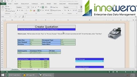 VA21 - Create Quotation From Excel