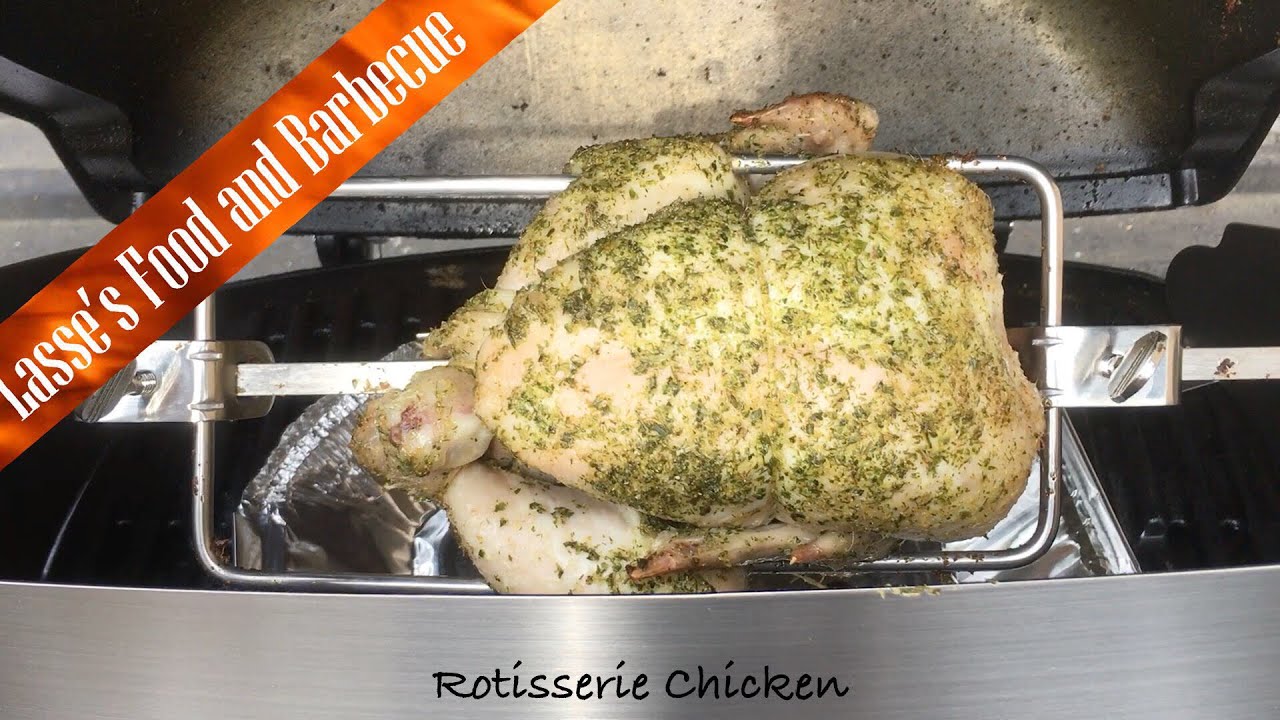 Weber Q1200 rotisserie ranch chicken. - YouTube