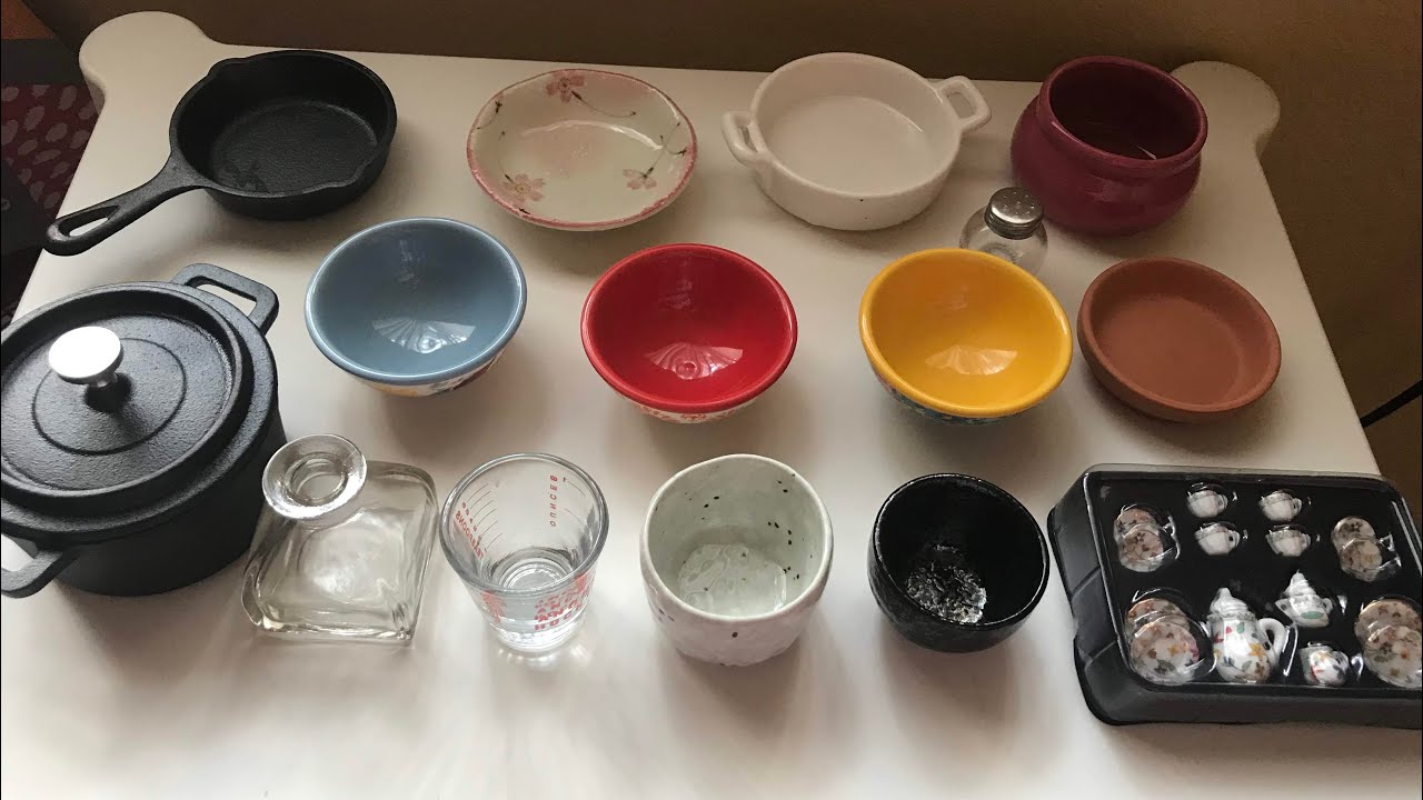 Miniature kitchen utensils |Cast Iron and Ceramic |glass| utensils