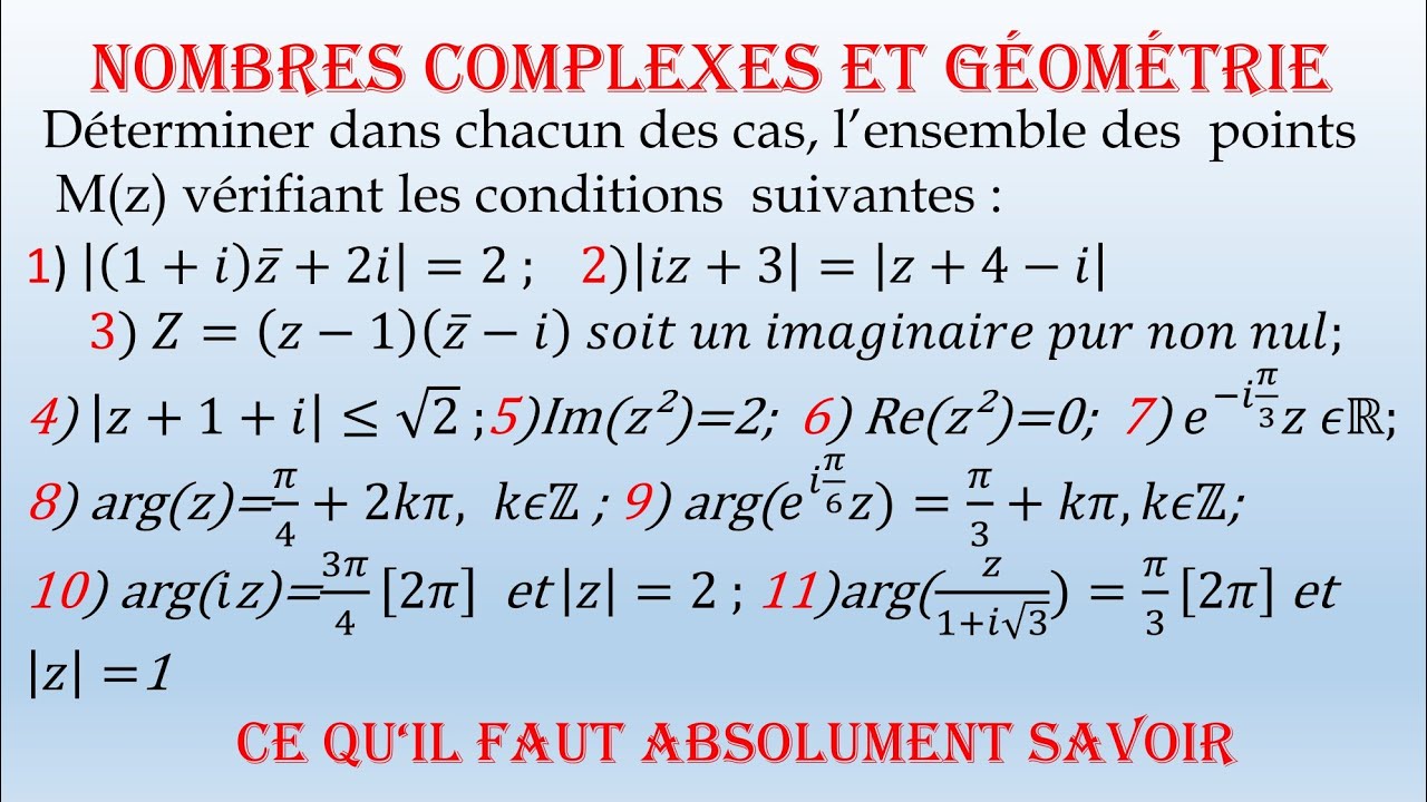 TU N'AURAS PLUS PEUR DES NOMBRES COMPLEXES ET LA GÉOMÉTRIE