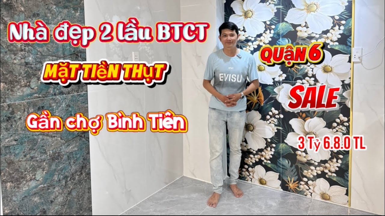 Quận 6 - Nhà đẹp mặt tiền thụt 2 lầu đúc BTCT ngay trung tâm gần chợ Bình Tiên và đại lộ Đông Tây .