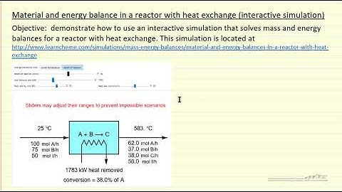 Material and Energy Balances in a Reactor with Heat Exchange (Interactive Simulation)