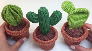 Trio Vasinho de Cactos Amigurumi - Como Fazer (Completo)