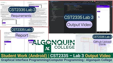 Student Work(Android)|CST2335 – Graphical Interface Programming Lab 3 Output Video|Algonquin College