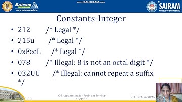LECTURE VIDEO 18CPS13 MODULE1 OVERVIEW OF C 4 REMYA