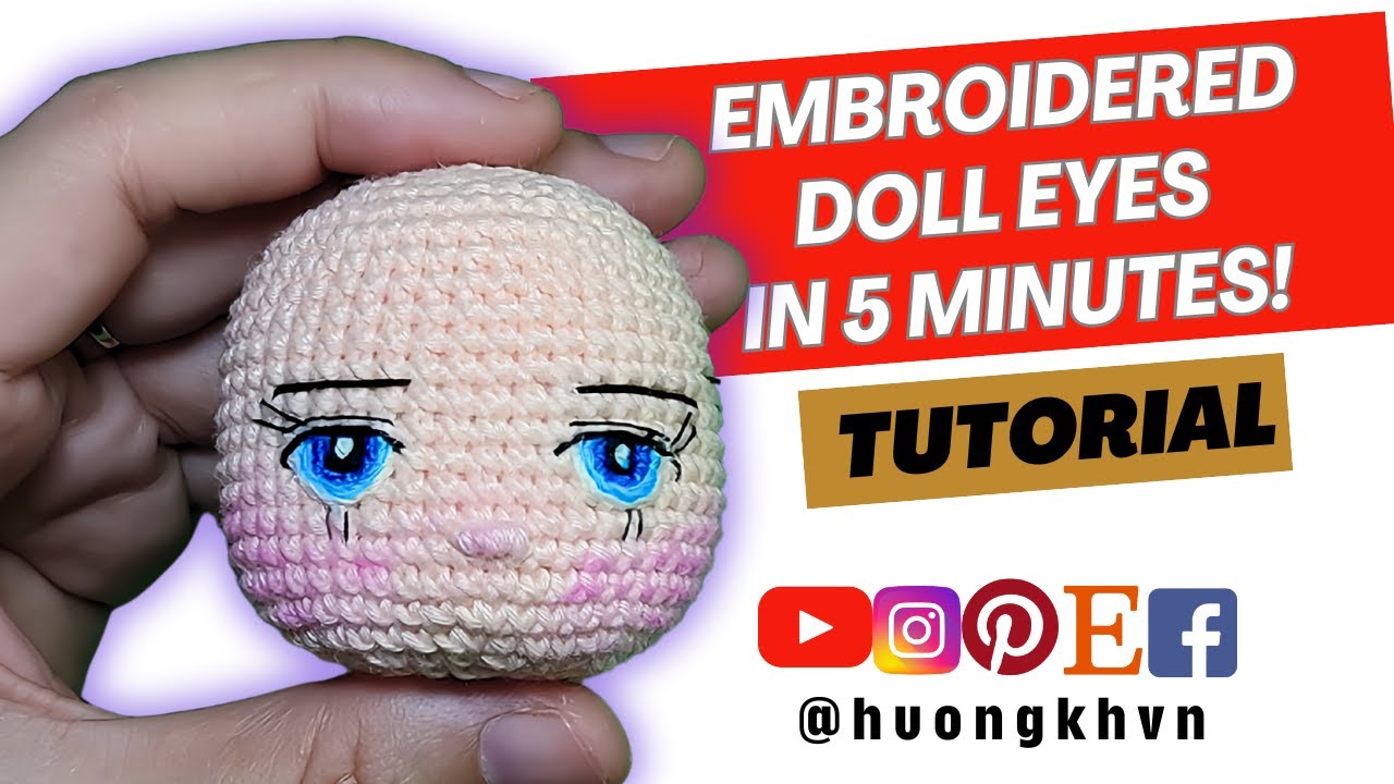 #44 Embroider Eyes For Crochet Doll - Amigurumi Tutorial Free Doll eyes